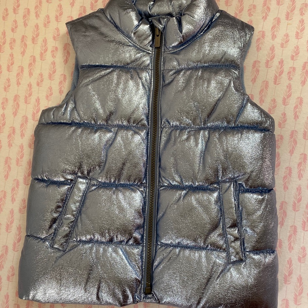 Shiny metallic puffer vest